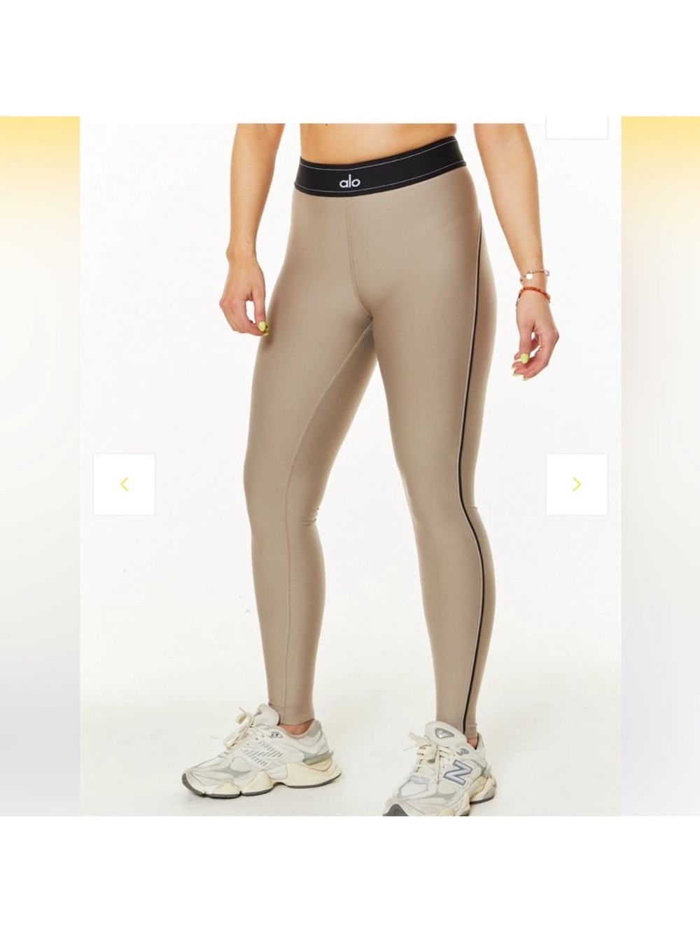 ALO Yoga Gravel High-Rise Leggings with Black Waistband